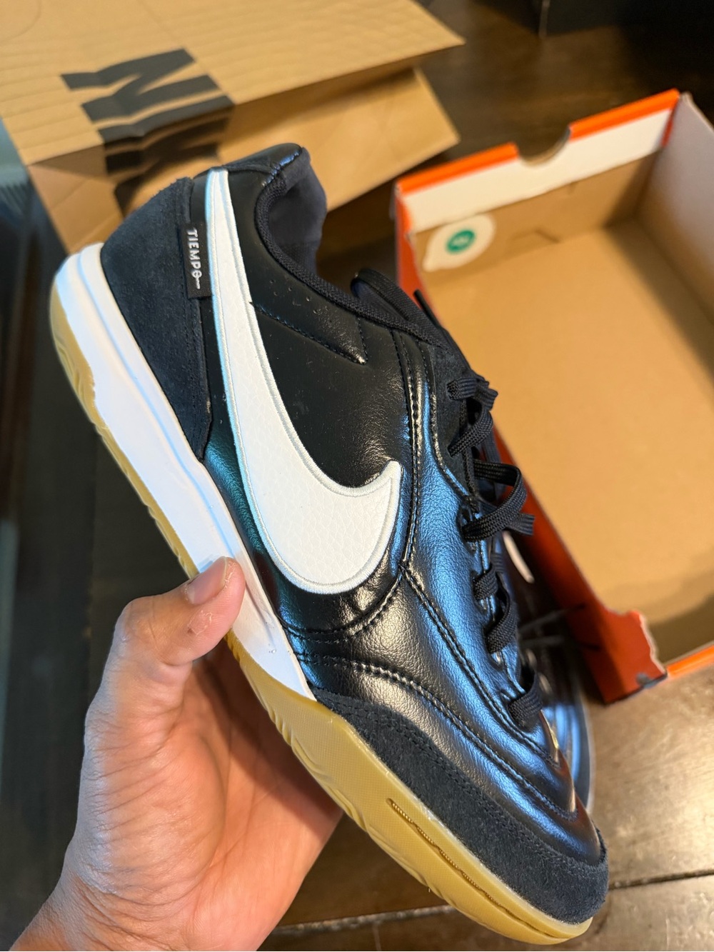 Nike Black & White Tiempo Indoor Soccer Sneaker